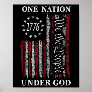 One Nation Under God Flag 4th Of July Patriotic Ch Poster