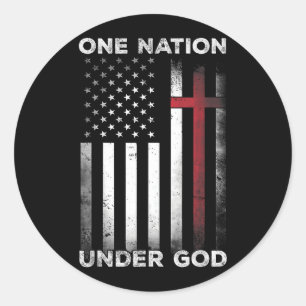 One Nation Under God Flag 4th of July Patriotic Classic Round Sticker