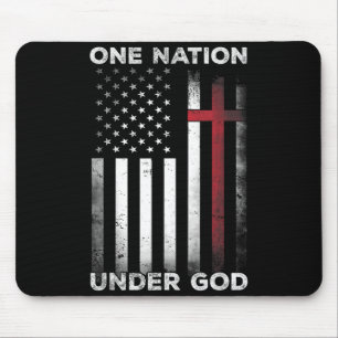 One Nation Under God Flag 4th of July Patriotic Mouse Pad
