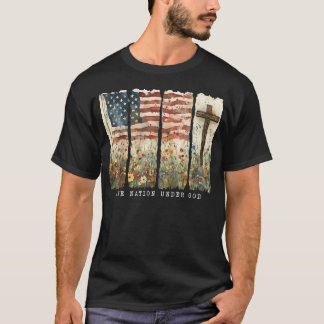 One Nation Under God Flag 4Th Of July Patriotic T-Shirt