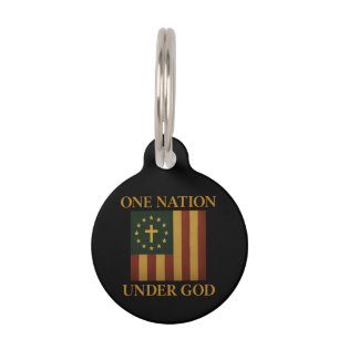One Nation Under God Flag Patriotic Christian Pet Tag