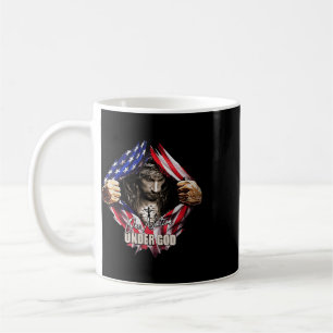 One Nation Under God Jesus Art Us Flag Christian M Coffee Mug