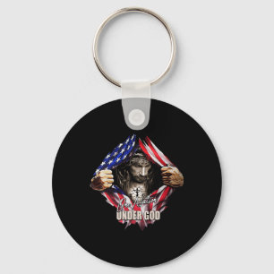 One Nation Under God Jesus Art Us Flag Christian M Key Ring