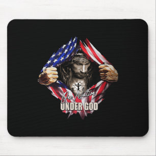 One Nation Under God Jesus Art Us Flag Christian M Mouse Pad