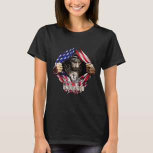 One Nation Under God Jesus Art Us Flag Christian M T-Shirt
