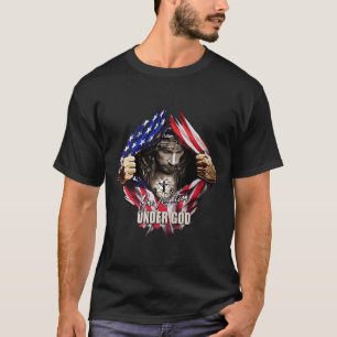One Nation Under God Jesus Art Us Flag Christian M T-Shirt