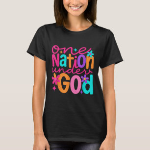 One Nation Under God, Jesus Bible Cross Patriotic  T-Shirt