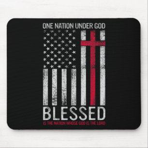 One Nation Under God Jesus Blessed American Flag 4 Mouse Pad