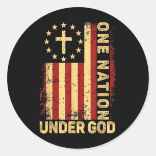 One Nation Under God Jesus Christian Cross America Classic Round Sticker