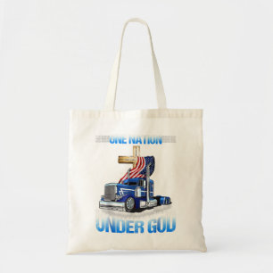 One Nation Under God Jesus Cross USA Flag Truck Ch Tote Bag