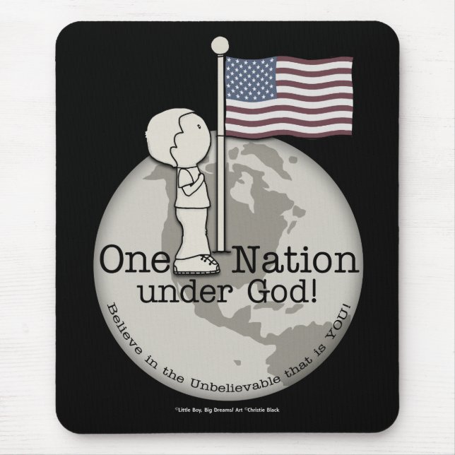 One Nation Under God-Little Boy at US Flag Mouse Pad (Front)