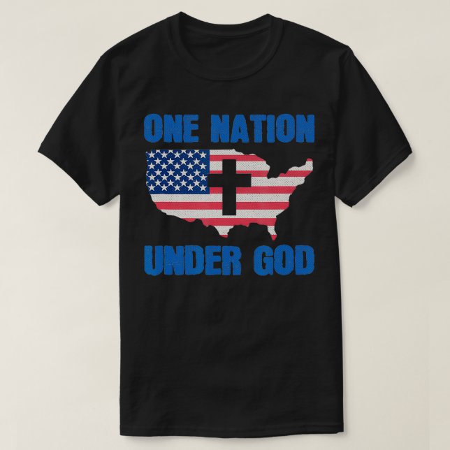 One Nation Under God Patriot Christian American Bi T-Shirt (Design Front)