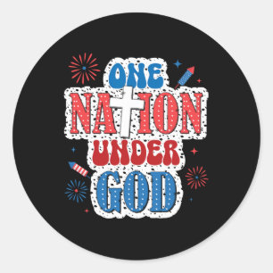 One Nation Under God Patriotic 4th Of July Classic Round Sticker