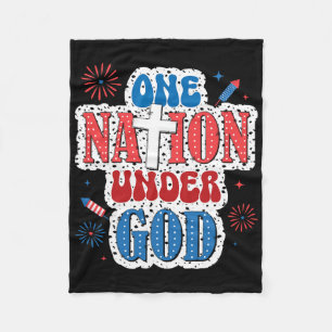 One Nation Under God Patriotic 4th Of July Fleece Blanket