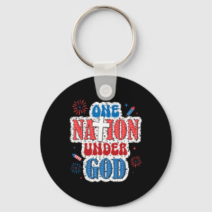 One Nation Under God Patriotic 4th Of July  Key Ring