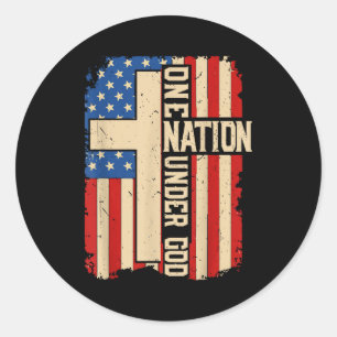 One Nation Under God Patriotic Christian Faith Ame Classic Round Sticker