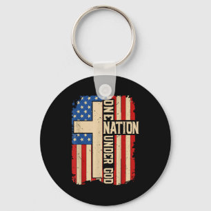 One Nation Under God Patriotic Christian Faith Ame Key Ring