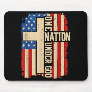 One Nation Under God Patriotic Christian Faith Ame Mouse Pad
