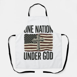 One Nation Under God Patriotic Cross Apron