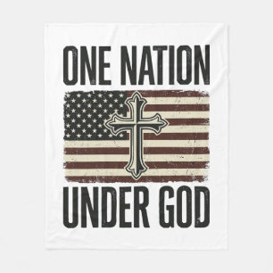 One Nation Under God Patriotic Cross Fleece Blanket