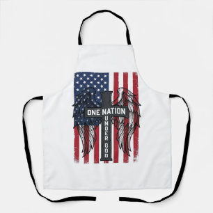 One Nation Under God Patriotic Cross Wings Shirt_1 Apron