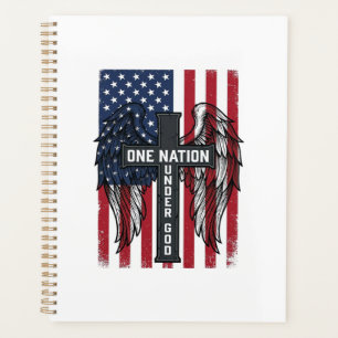 One Nation Under God Patriotic Cross Wings Shirt_1 Planner
