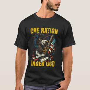 One Nation Under God Patriotic Eagle USA Flag Desi T-Shirt