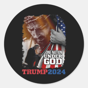 One Nation Under God President Trump 2024 America  Classic Round Sticker