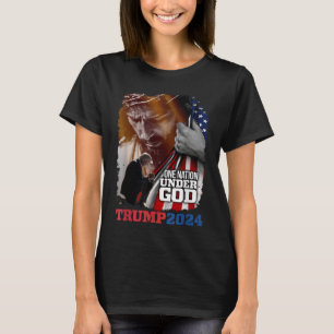 One Nation Under God President Trump 2024 America  T-Shirt