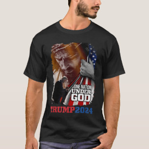 One Nation Under God President Trump 2024 America  T-Shirt