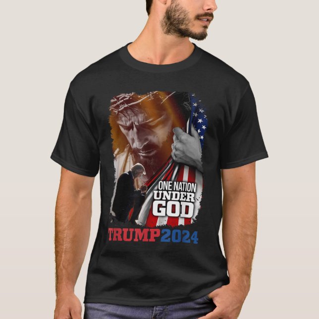 One Nation Under God President Trump 2024 America  T-Shirt (Front)