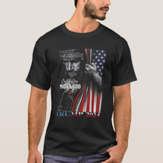 One Nation Under God Trump 2024 God American Flag T-Shirt