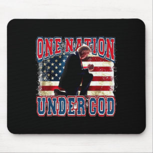 One Nation Under God Trump Pray Jesus Usa Flag Dis Mouse Pad