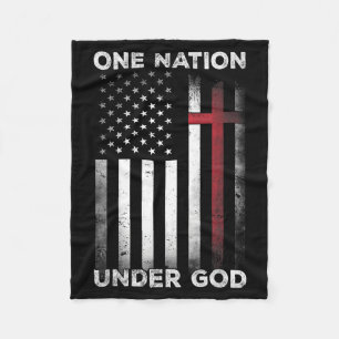 One Nation Under God US Flag 4th of July Patriotic Fleece Blanket