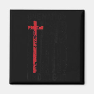 One Nation Under God Us Flag Jesus Christian Cross Magnet
