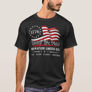 One Nation Under God Us Flag Patriotic Christian T-Shirt