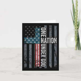 One Nation Under God - Usa Cross Flag Christian -  Card
