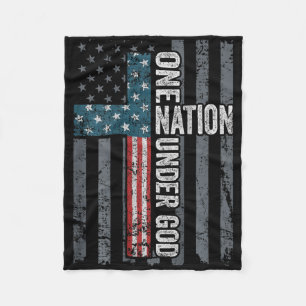 One Nation Under God - Usa Cross Flag Christian - Fleece Blanket