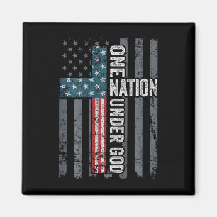 One Nation Under God - Usa Cross Flag Christian - Magnet