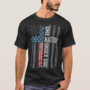 One Nation Under God - Usa Cross Flag Christian -  T-Shirt