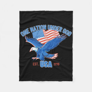 One Nation Under God Usa Flag 4th Of July Est 1776 Fleece Blanket