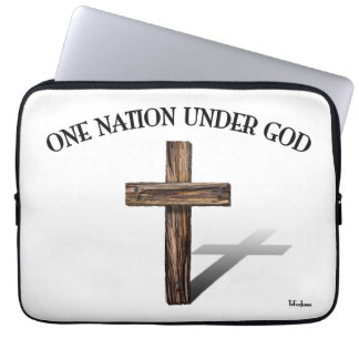 One Nation Under God with rugged cross Laptop Sleeve