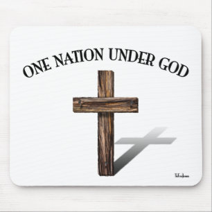 One Nation Under God with rugged cross Mouse Pad