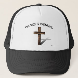 One Nation Under God with rugged cross Trucker Hat