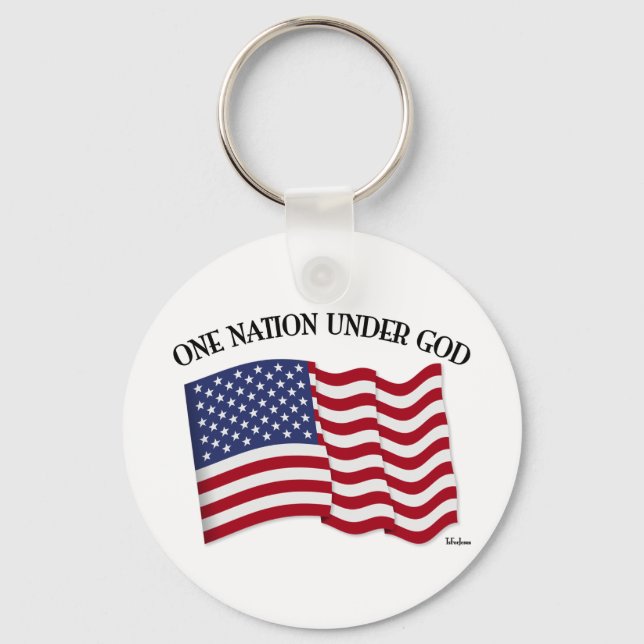 One Nation Under God with US flag Key Ring (Front)