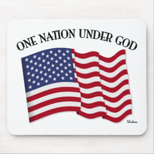 One Nation Under God with US flag Mouse Pad