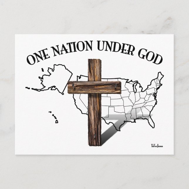 One Nation Under God with US outline Postcard (Front)