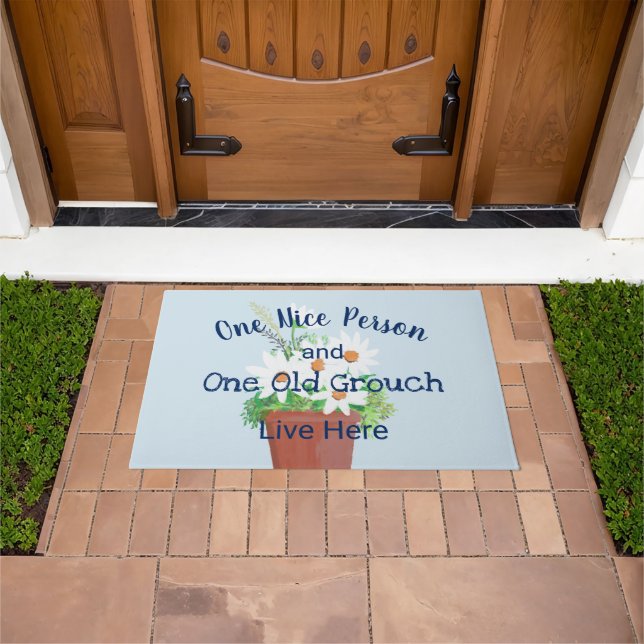 One Nice Person & One Old Grouch Live Here Funny Doormat (Outdoor)