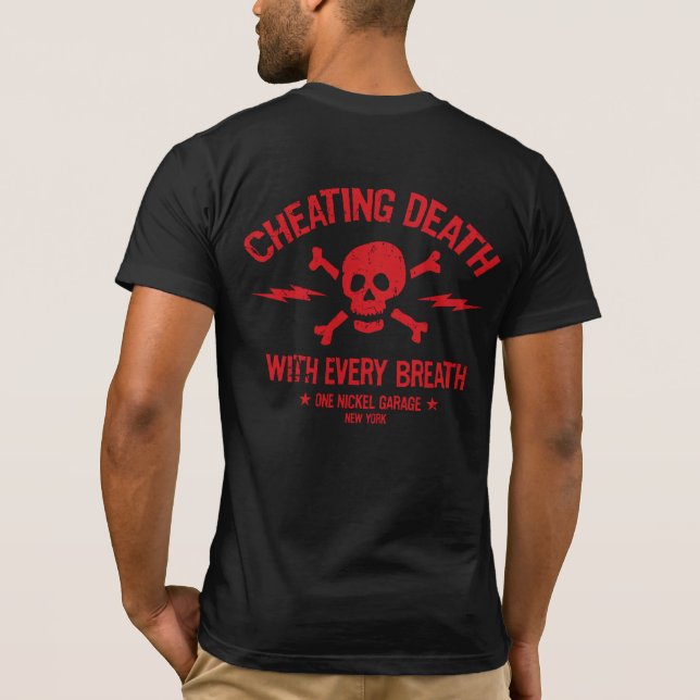 One Nickel Garage Cheating Death T-Shirt Red (Back)
