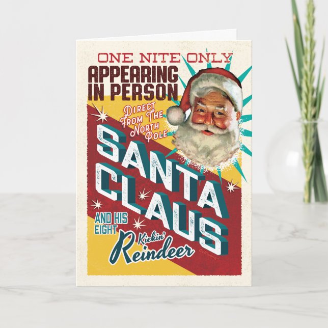 One Night Only Santa Claus Christmas Cards (Front)